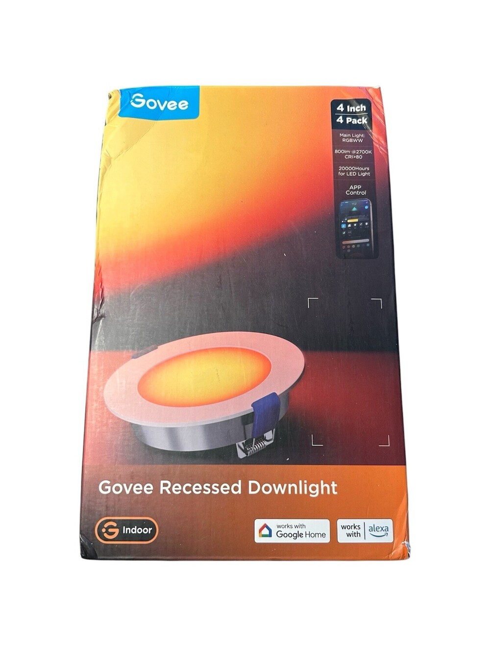 Govee 4" Smart Recessed Lighting 4-Pack H601B RGBWW WiFi Alexa Google LED - NEW